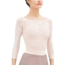 Repetto Long Sleeves Top In Rosette Lace-Pink