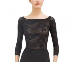 Repetto Long Sleeves Top In Rosette Lace-Black